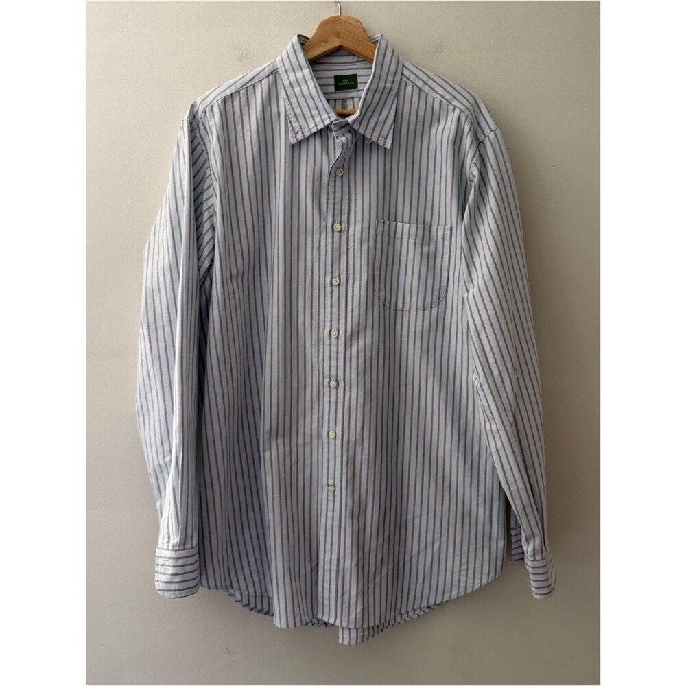 Sid Mashburn Oxford Shirt Button Down Striped Blue Size XL